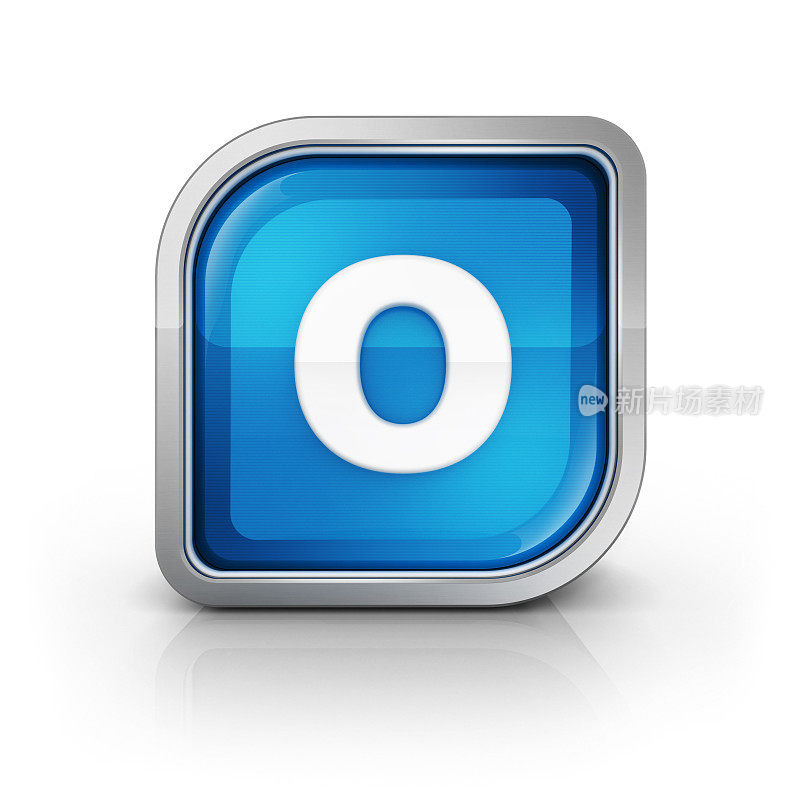 光滑的蓝色字母O 3d图标